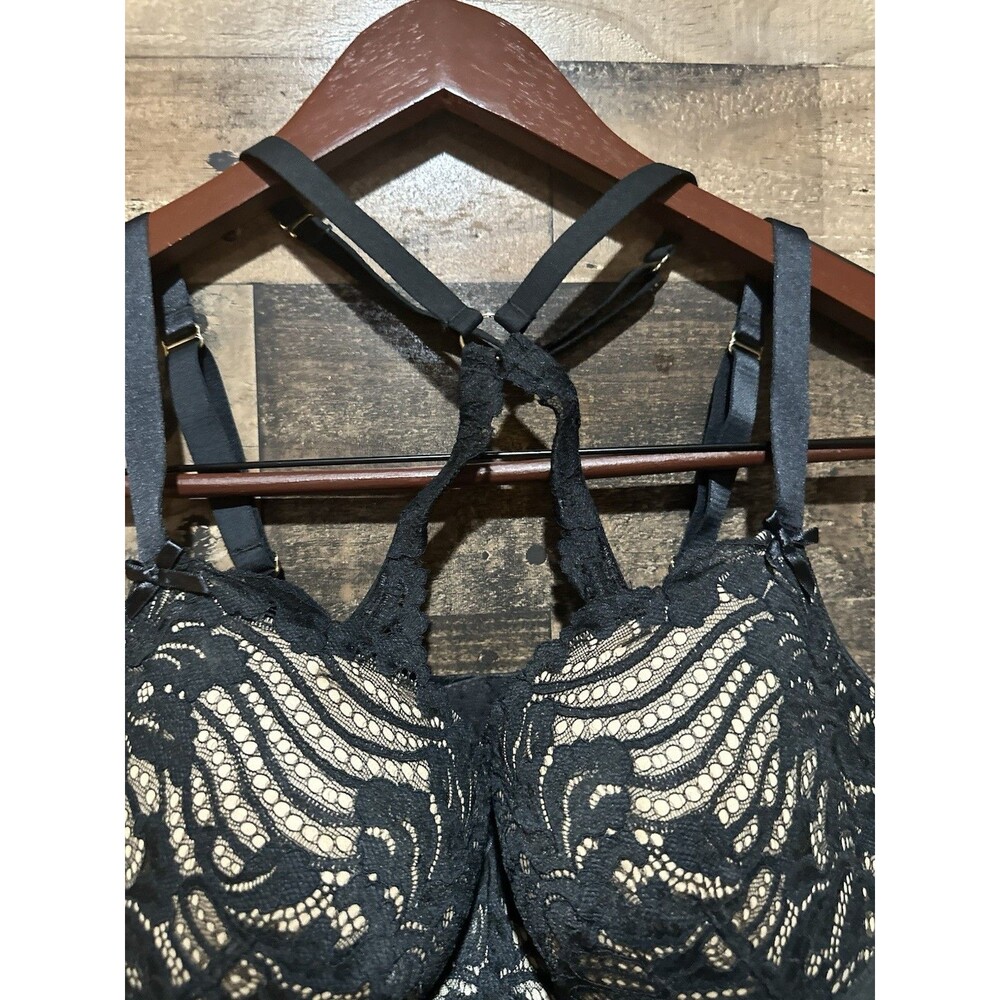 Cacique 38DD light lined balconette caged neck womens bra black